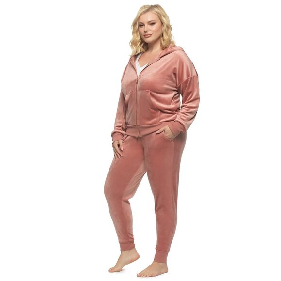 Felina Med 2 Piece Matching Velour Zip Hoodie Jacket Jogger Pants Set Tracksuit - Picture 5 of 10